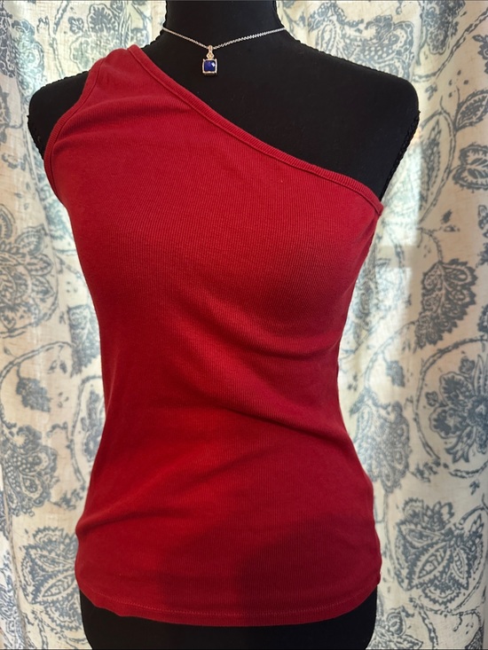a new day Tops - a new day Ribbed One-Shoulder Top - Deep Red